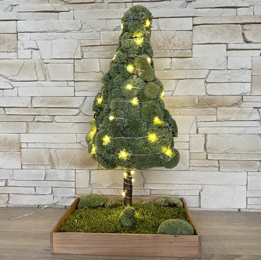 Obrázok z Machový Vianočný stromček 50cm / 50led so záhradkou