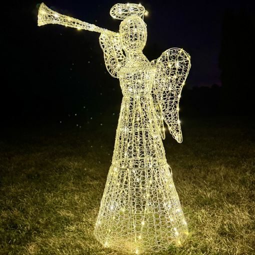 Obrázok z Vonkajší XXL LED anjel s trúbkou 105 cm s flash efektom