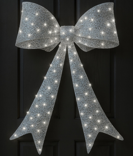 Obrázok z Velká světelná LED mašle - zářivá venkovní dekorace vhodná pro zavěšení  na vstupní dveře či fasádu