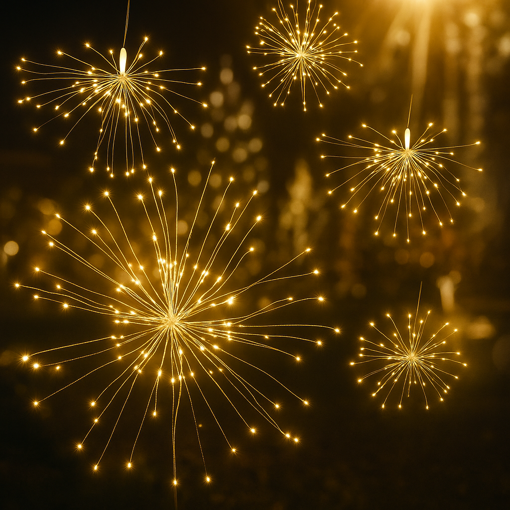 Obrázok z LED ohňostroj vonkajší 640 LED / 5 m / 10 svetiel s programami + ovládač + časovač + háčiky na zavesenie