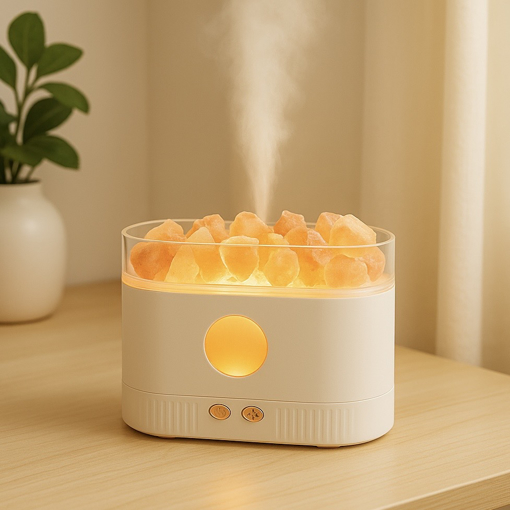 Obrázok z Himalájska soľná lampa a aróma difuzér – dizajnový zvlhčovač vzduchu pre zdravšiu domácu klímu a voňavý vianočný darček