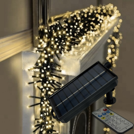 Obrázok z Vonkajšia LED solárna vianočná reťaz - ježko 500 LED/15m s prepojovacím systémom, ovládačom, časovačom a reguláciou intenzity svietenia