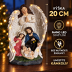 Obrázok z Svítící vánoční betlém s andělem 20 cm – dekorace s teplým nano LED osvětlením bez nutnosti zásuvky