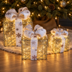 Obrázok z Vonkajšie LED holografické svietiace darčeky - sada 3 ks XL/L/M, 120 LED, IP44 - vianočné dekorácie pod stromček