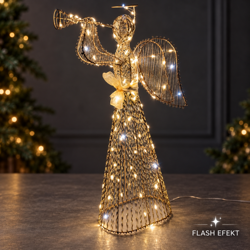Obrázok z Vánoční LED anděl s trumpetou 50 cm – teplá bílá s FLASH efektem a časovačem