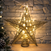 Obrázok z LED vianočná kovová 3D hviezda na stromček - 30 cm