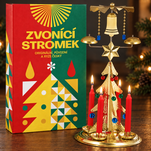 Obrázok z Anjelské zvonenie – tradičný zvoniaci stromček, obnovená česká výroba