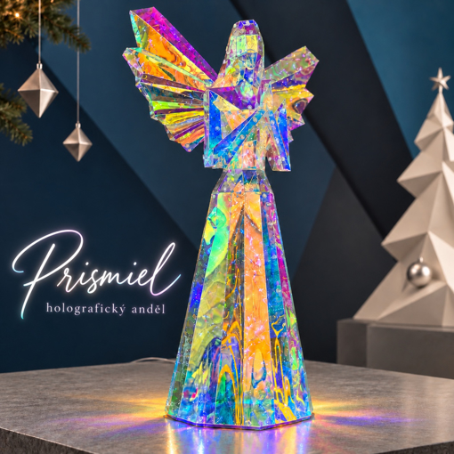 Obrázok z LED anjel Prismiel 73 cm – holografický efekt, 400 LED